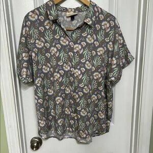 Floral Gray button down Shirt